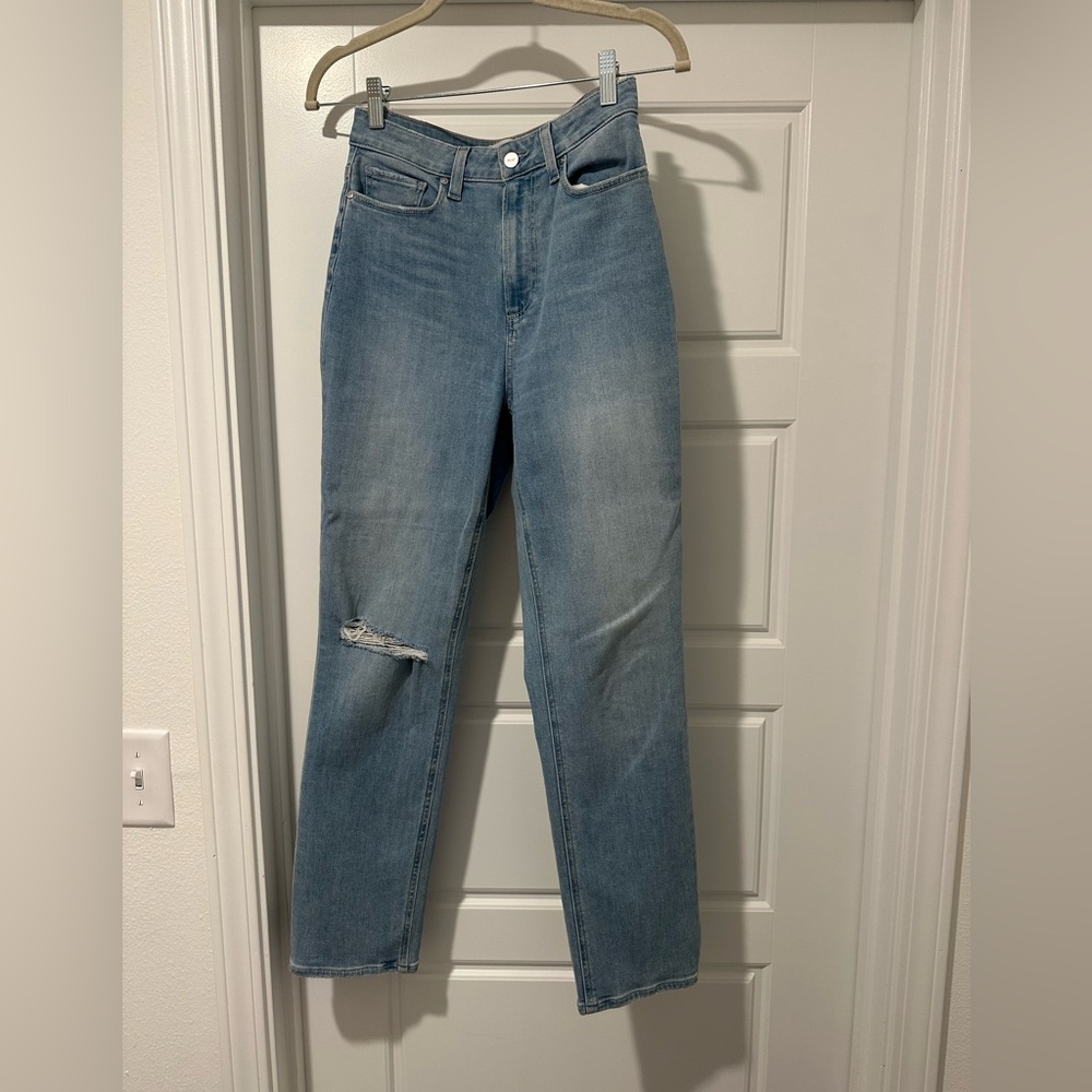 PAIGE distressed straight leg jeans